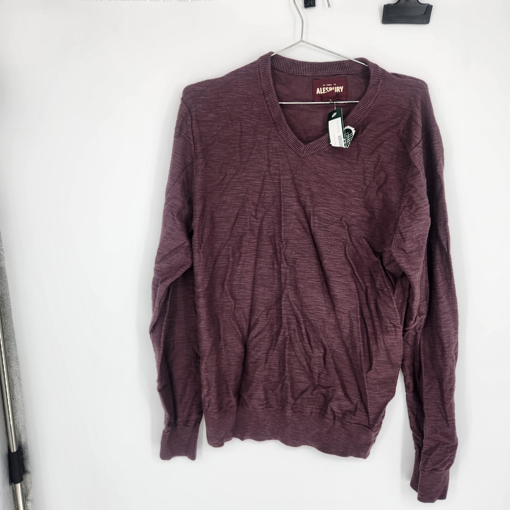 Alesbury Riverside Mens V-Neck Sweater Purple 100% Cotton MGS10013 Size Medium